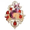 Cat Badge for Women Unisex Rhinestone Enamel Animal Party Brooch Pins Christmas Gifts