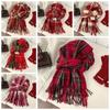 Sweet Winter Knitted Scarves New Year Red Long Shawl Warm Plaid Wool Scarf  Student