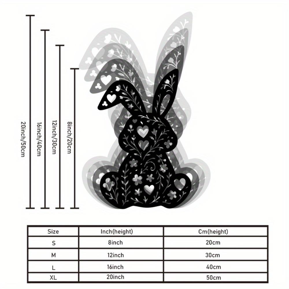 1pc Black Floral Bunny Metal Wall Art, Bohemian Decor for Living Room Bedroom Bathroom Indoor Outdoor, Easter Spring Gift