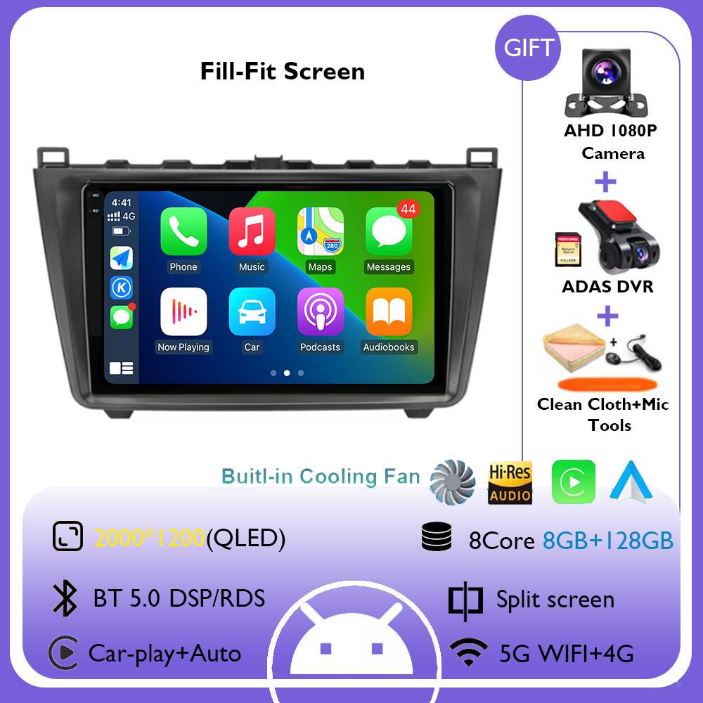Car Radio Central Multimedia Navigation Android 14 4G+WIFI GPS Screen For Mazda 6 GH 2007-2012 Wireless Carplay Stereo Head Unit