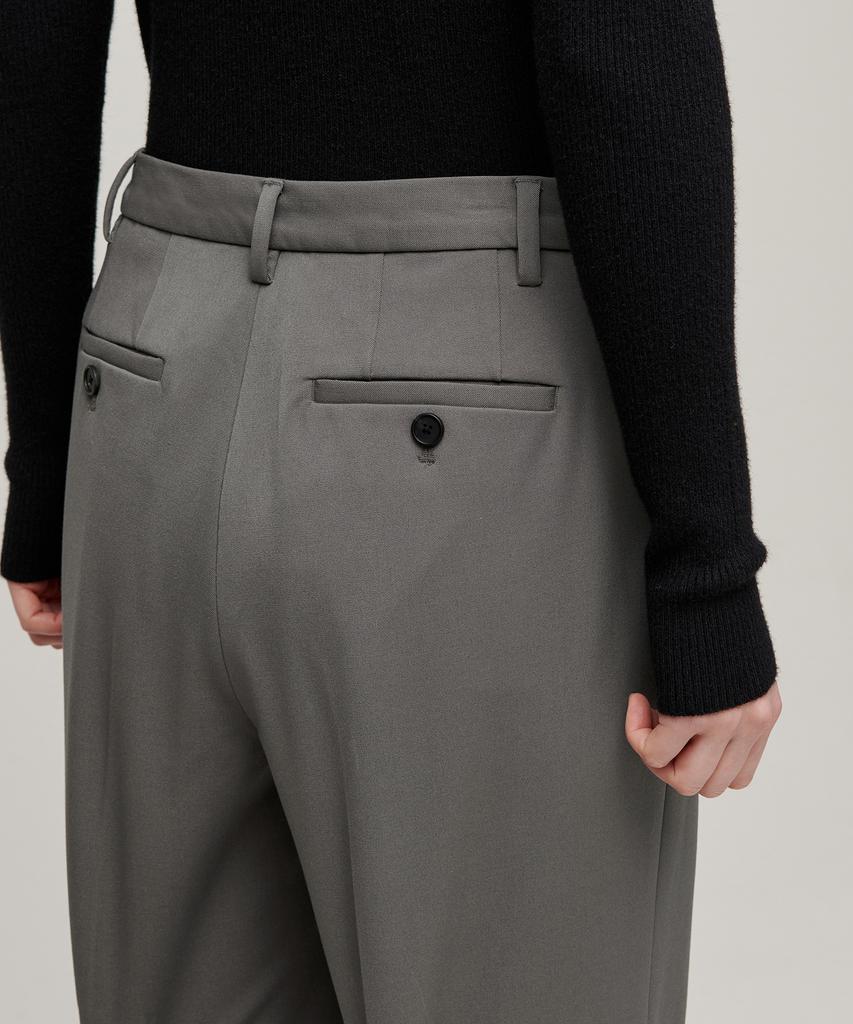 MUSINSA STANDARD WOMAN Women'S Heavyweight Fleece-Lined Wide Hidden Elastic Waist Slacks [Warm Gray]