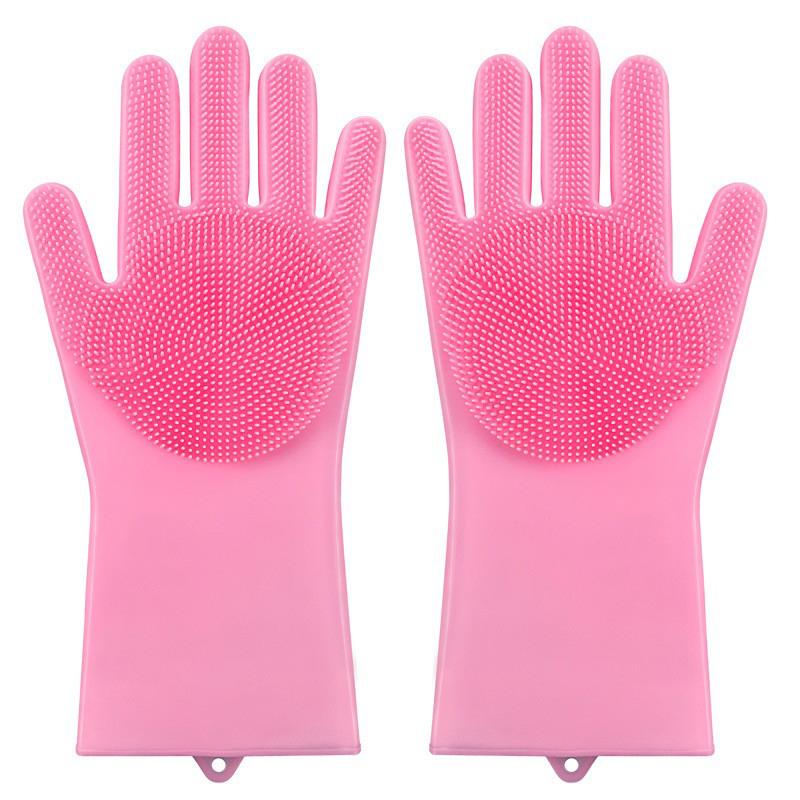 Kitchen silicone dishwashing gloves, household cleaning, waterproof dishwashing brush