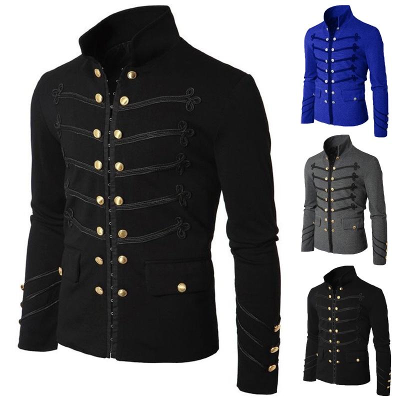 Double Mens Breasted Medieval Cosplay Jacket Steampunk Gothic Coat Victorian