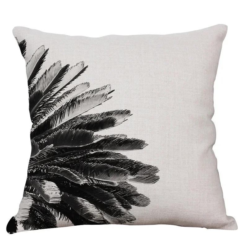 Nordic Decoration Cushion Covers Home Tropical Decoration Pillowcase Black White Plant Leaves Decor for Home Pillowcases