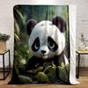 Cute Cartoon Panda In Forest Print Blanket Soft and Cozy Perfect for the Living Room Bed Sofa or a Nap,gift