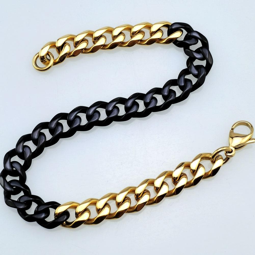 New 316L Stainless Steel Gold and Black Dual Hip Hop Bracelet Anklet