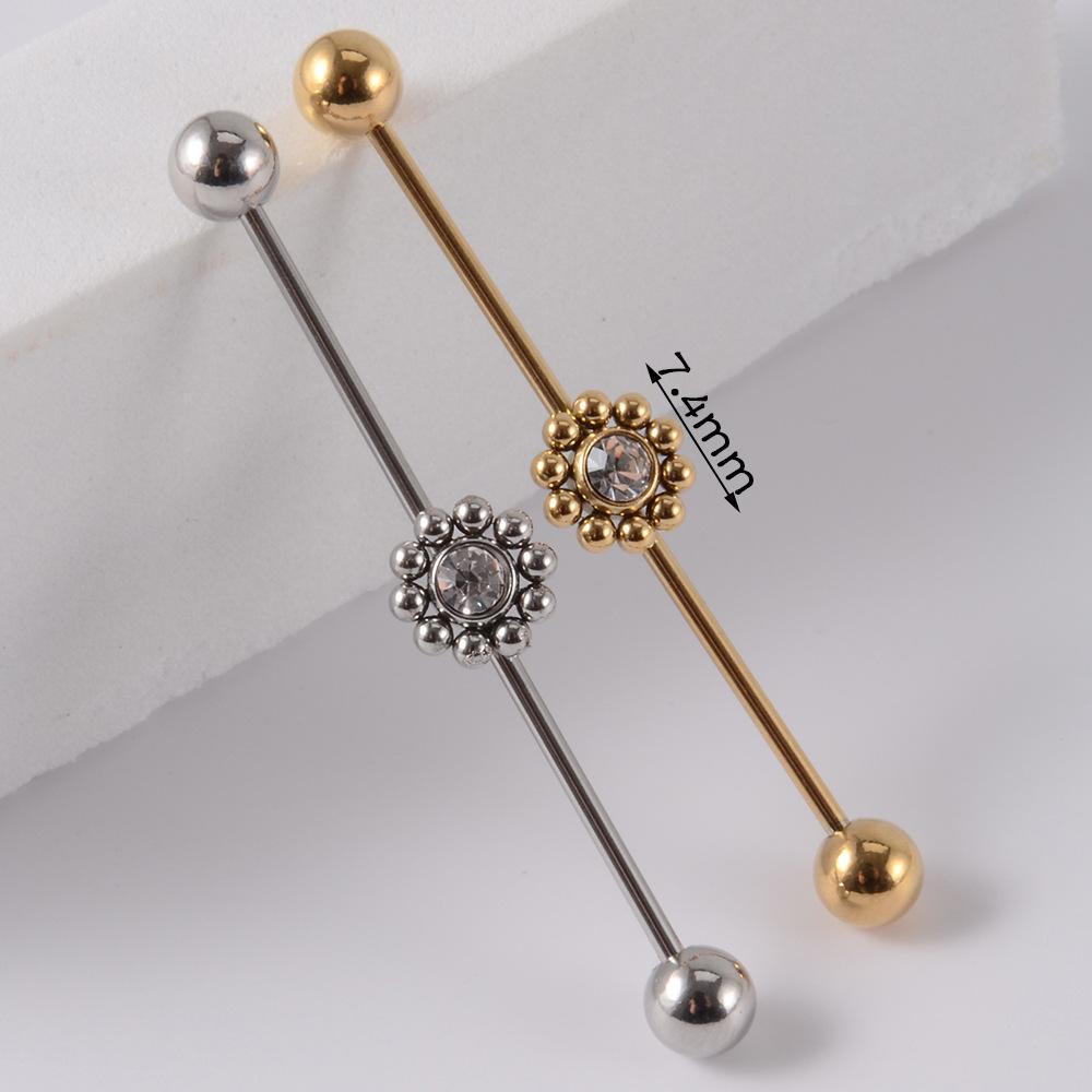 YW Industrielle Barbell Ohrringe Piercing Schmuck Chirurgischer Edelstahl Scaffold Piercings CZ Bar für Damen Herren