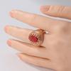 Vintage Inlay Roter Zirkonia Damenring Trendige Goldfarbe Handgeschnitzte Geometrie Tägliches Tragen Party Schmuck Jubiläumsgeschenk