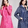 Fashionable Polka Dot Mid-Length Raincoat for Women, Suitable for Outdoor Travel, Hiking, Work, Portable Thin Rain Poncho, Slim-Fit Trench Coat Style