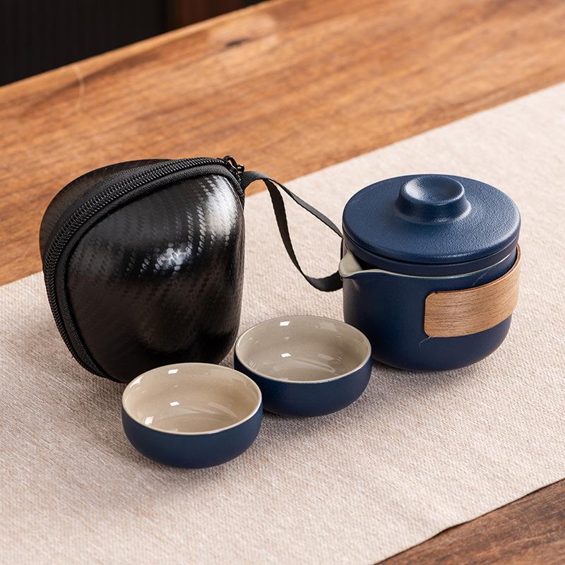 Travel tea set Ceramic express cup Portable one pot two cups Company business gifts Holiday souvenirs