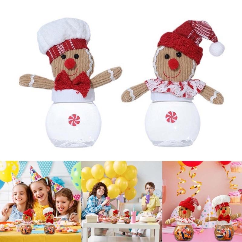 Set of 6 Festival Fabric Christmas Treat Boxes Delicate Festival Gingerbreads Man Candy Containers for Christmas Sweets