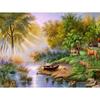 Pictură cu diamant 5D DIY Lake Full Drill Broderie cu diamante Poză din copac cu strasuri Peisaj Cucitură Decor de perete