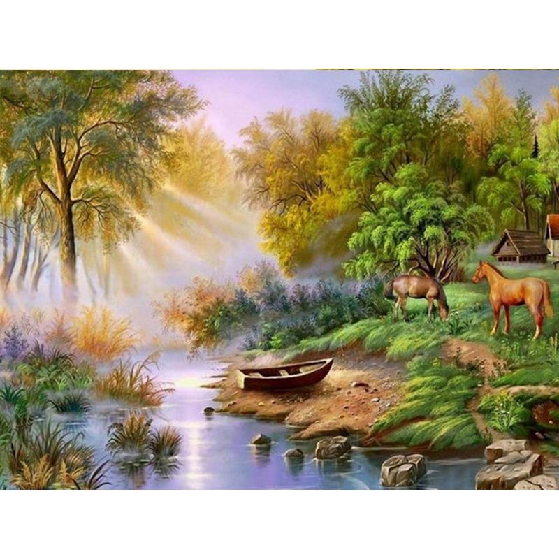 GUUOYUAL 5D DIY Diamond Painting Kit Completo, Barca Strass Ricamo a