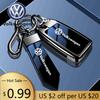 För VOLKSWAGEN VW 3 Knappar Zinklegering Läder Bil Flip Nyckelskal Fodral för VW Volkswagen Passat 2017 Skyddsskal Hållare Nyckel