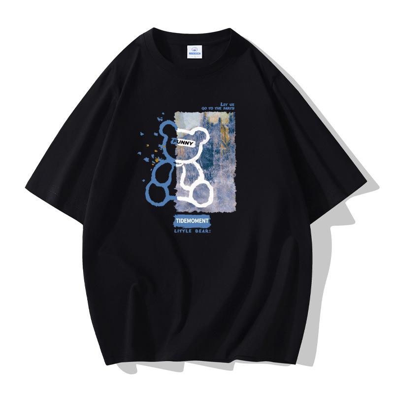 Cute Bear Men Short Sleeves T-shirt 100% Cotton Casual Tee Large Size