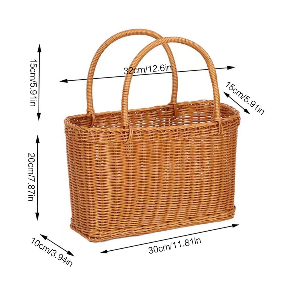 Wicker Storage Basket Handheld Shopping Basket Storage Basket For Outdoor Picnic And Home Use