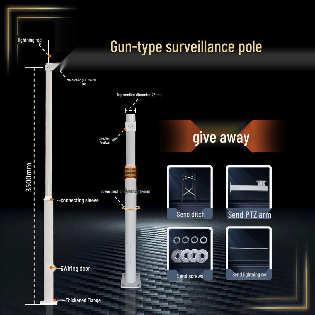 Octagonal Monitoring Pole - 3m, 3.5m, 4m, 5m, 6m | Suitable for Snapshot Monitoring, Traffic Signals, and Signs
