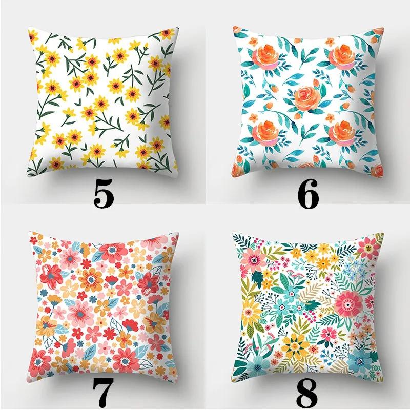 Federa Cuscino Floreale 45cmX45cm Quadrata Copricuscino per Divano Fiori ad Acquerello Cuscino