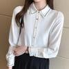 Women Blouses Shirts 2025 Spring Long Sleeve Women Blouse Shirt Turn Down Collar Office Lady Black White Chiffon Blouse Shirt Women Tops J863