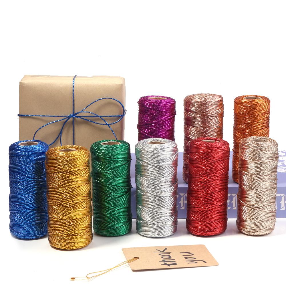 100Meters/Roll Gold Silver Color Macrame Cord Packaging Rope Ornament String Thread For DIY Wedding Party Christmas Gifts Decor