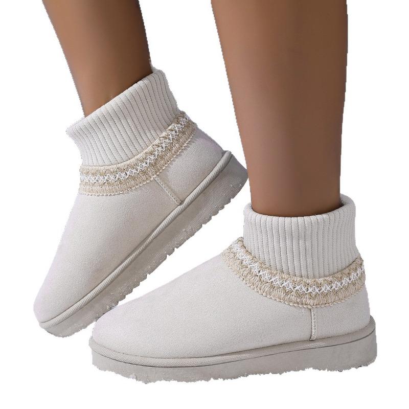 Fleece short boots for women's autumn and winter new thick-soled snow boots keep warm and pedal casual cotton shoes for women