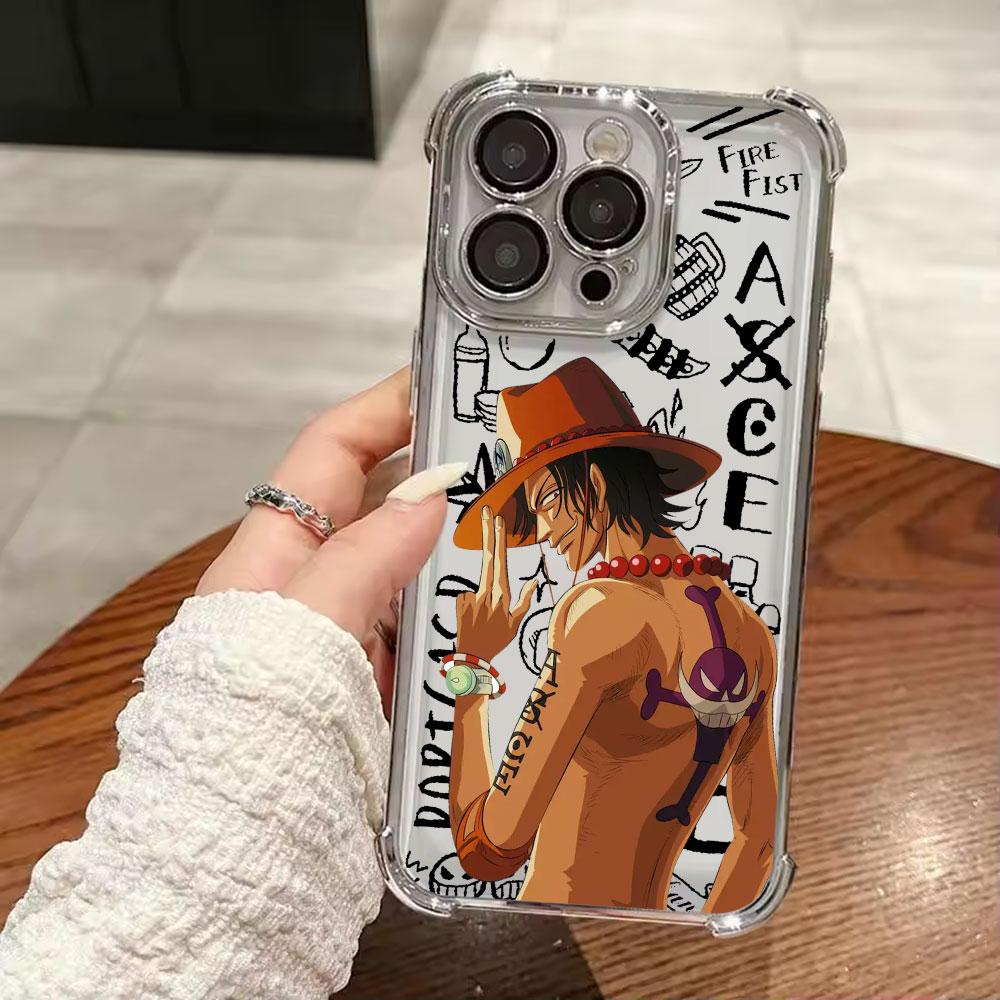 Cool Portgas D Aces Plating Phone Case For Xiaomi Redmi A7 15 A3 15C 14C K50 Note 15 14 13 12 12s Pro Plus 4G5G Anti Fall Airbag