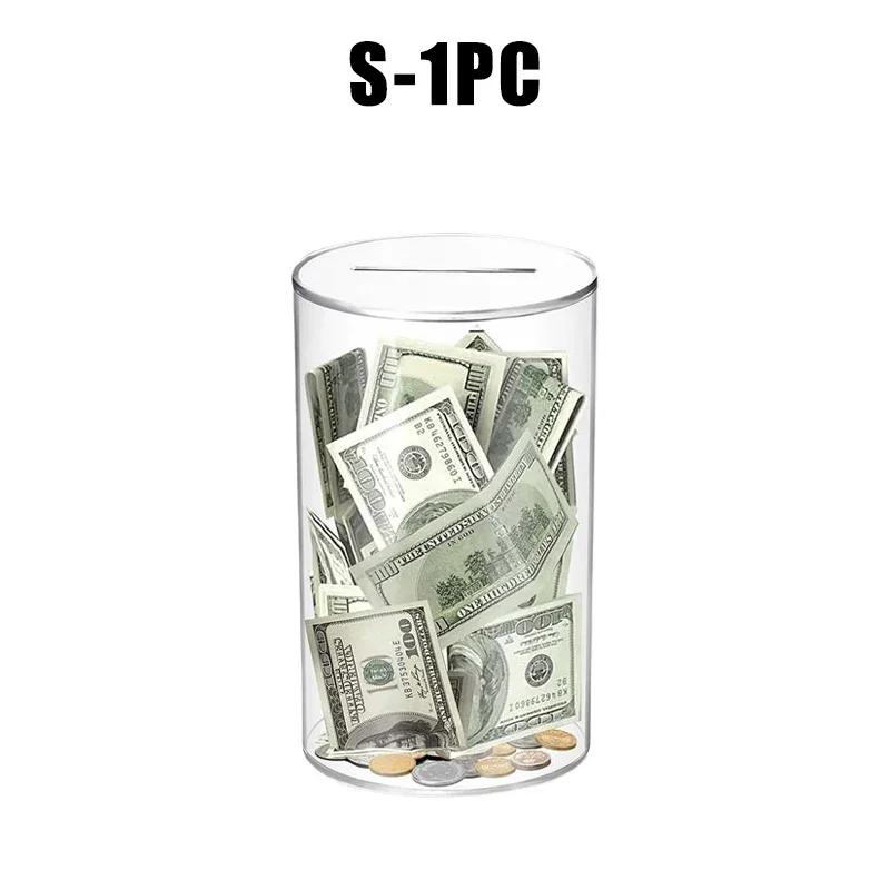 Modern Acrylic Money Jar Piggy Bank Child-Safe Unopenable Design Transparent Coin Savings Container Home Decor Desk Organizer