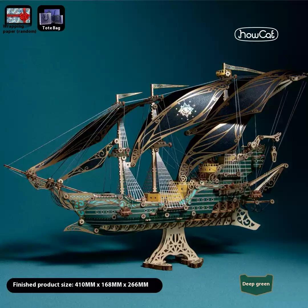 

Master Of Mystery Future Pirate Ship Wood Material Assembly Miniature Tabletop Decoration Friend S Celebration Present Boutique Present Case Kit