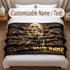 Wolf Theme Soft Blanket Personalized Custom Name Text Print Warm Blanket Home Sofa Bedroom Decor