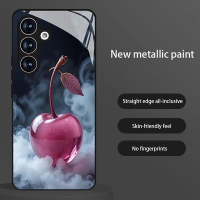 Premium Flüssigglas Kirschhülle für Samsung S21/24FE/S25+/S23 Ultra/S8 Plus