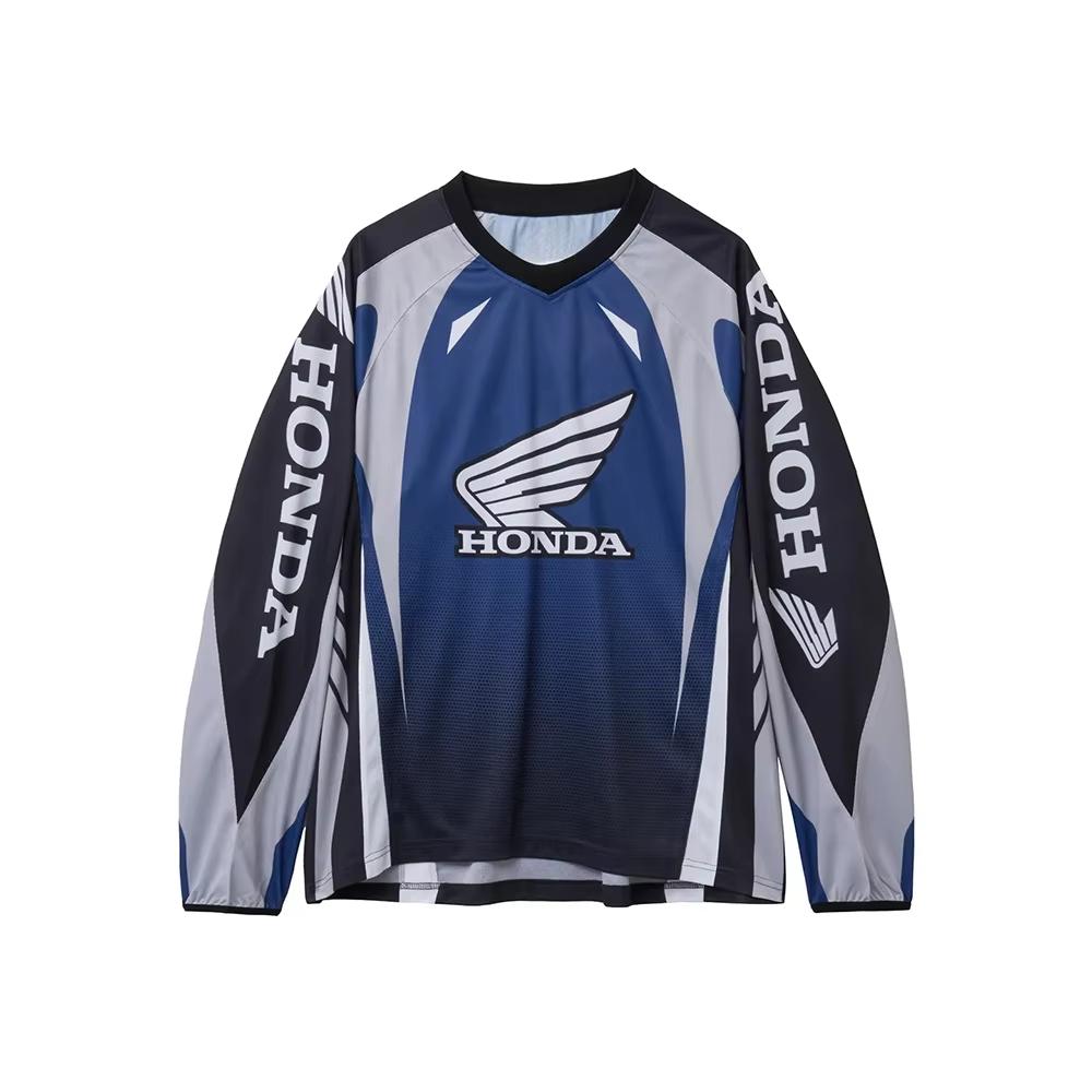 NRYJK1 Summer 2026 Honda Blue Family Matching Long Sleeved Racing Motocross Oversized Breathable Casual Sports Top for Men And Women S