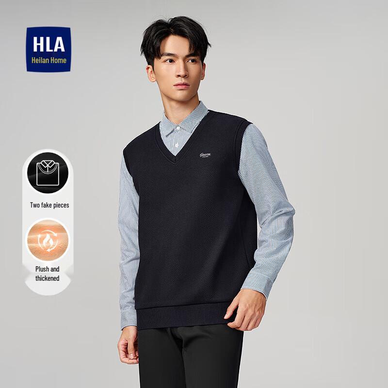 

HLA Men s Fleece-Lined Letter Print Round Neck Sweater M