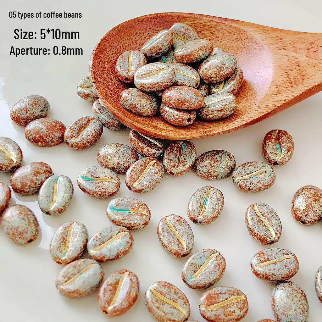 Picasso-Style Acrylic Coffee Bean Czech Beads for DIY Bracelets & Rings