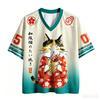 Japanese Cute Kimono Cat "Sun Egg"3D Print Sport Quickdry Breatha Men V-neck Plus-size Tshirt Outdoor Street Fashion Casual  Top