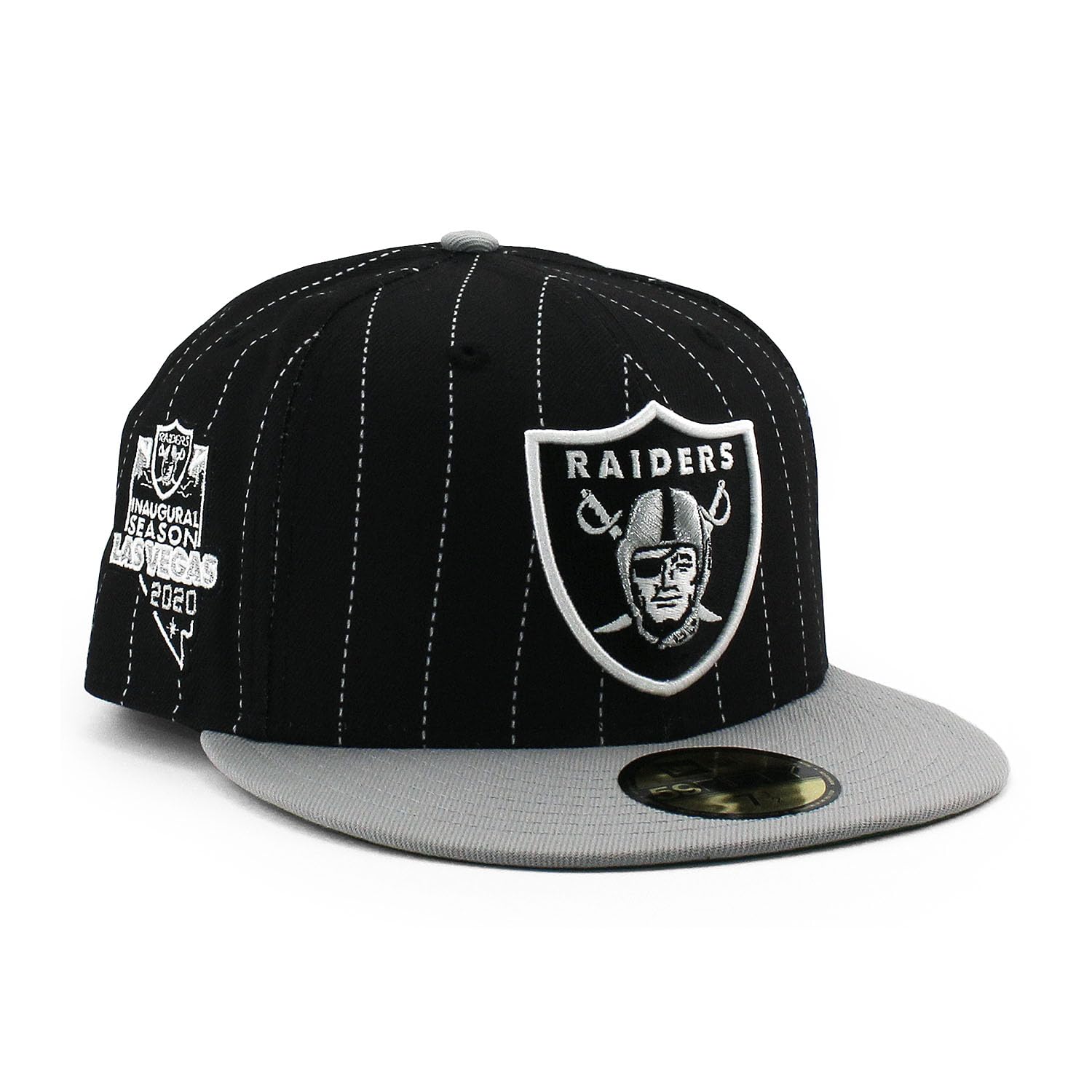 

Кепка New Era Cap 59FIFTY Las Vegas Raiders NFL PINSTRIPE 2020 INAUGURAL SEASON FITTED CAP Шляпа LAS VEGAS RAIDERS Американский футбол Черный 5950 Размер 7-58 [Б/У]