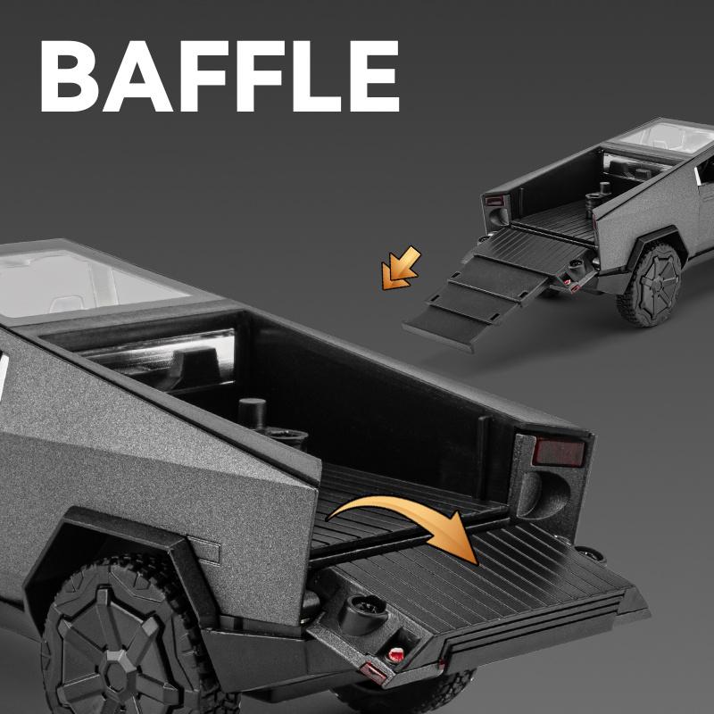 1/32 Scale Tesla Cyber Toys Off Road SUV Alloy Metal Diecast Model RV Sound Light Hobby Collection Display Decoration Boutique Gift with Boy