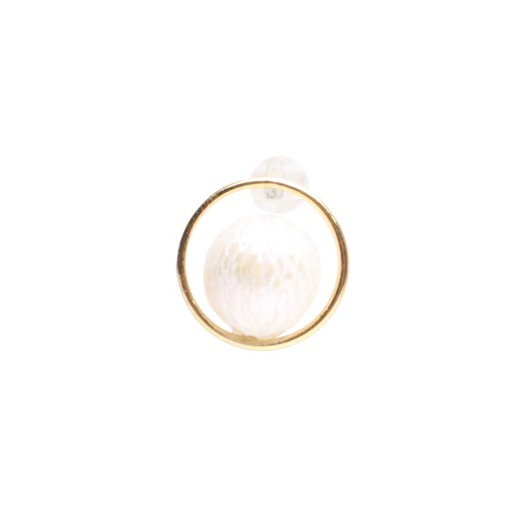 Bien Vetu Carving Pearl Ring Ring Gold-Filled Earrings