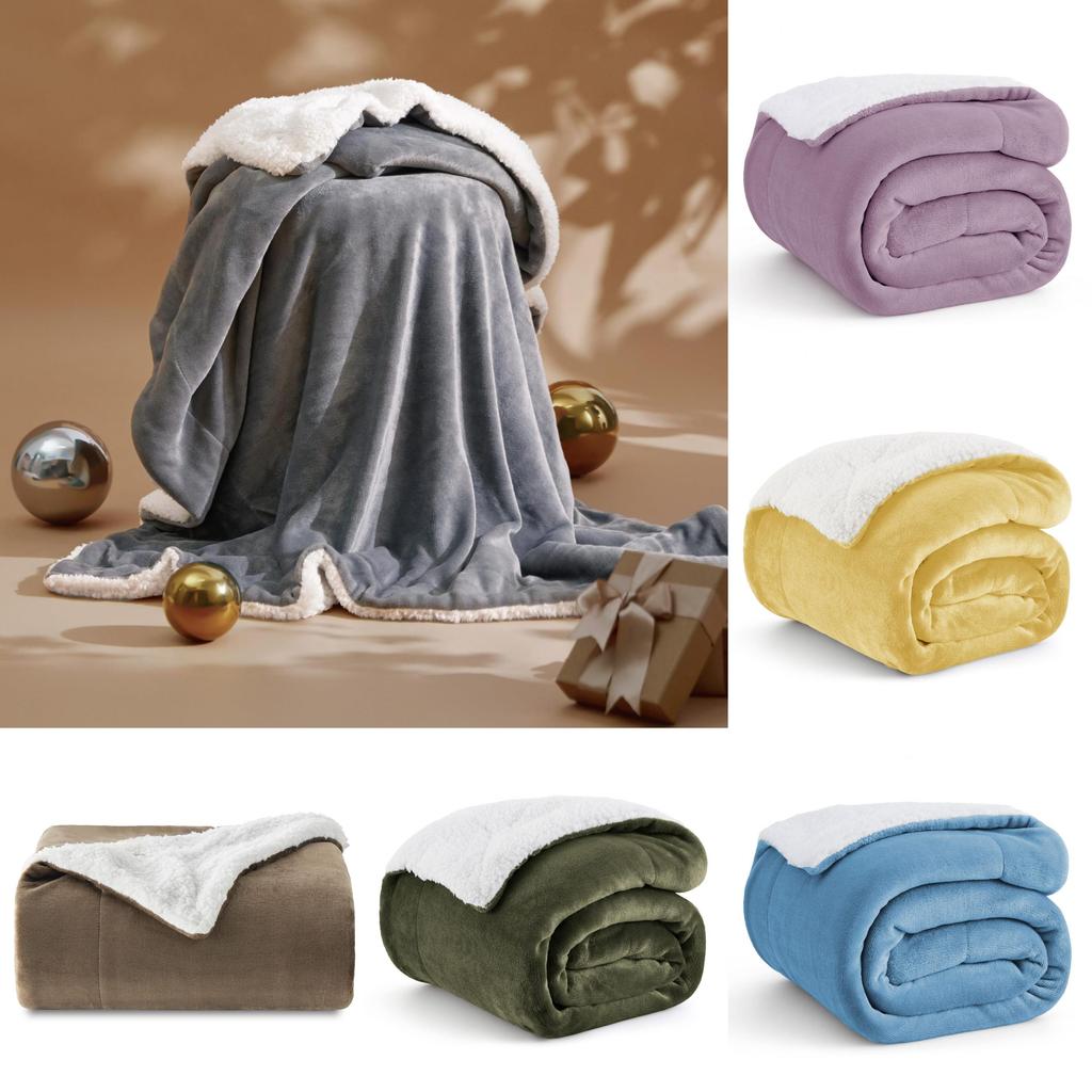 Blanket Bed Throw Sherpa Flannel Blankets Fleece Fluffy Lightweight Microfiber