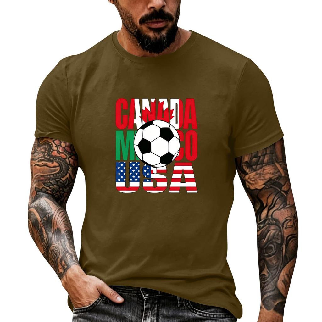 Men's Basic Crew Neck Short Sleeve T Shirt Loose Fit Casual Summer Top Soccer Themed Graphic Print Comfortable Daily Wear