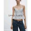 Spring New Women's Clothing French Style Silm Small Pleated Poplin Camisole Waist-Controlled Top 2890420 2178083