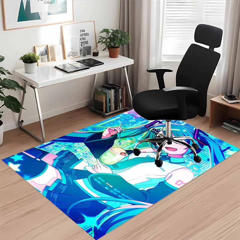 Hatsune Miku Printed Carpet, for Office Chair Living Room Bedroom Kitchen Room Decor Gifts.