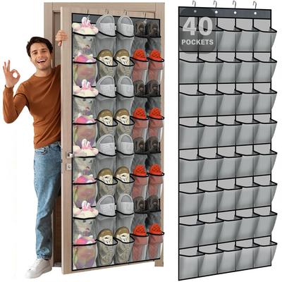 Wiszący Organizer na Buty za Drzwi z 40 Dużymi Oddychającymi Kieszeniami Siatkowymi, Oszczędzający Miejsce Stojak na Buty, Wiszący Stojak na Buty do Przedpokoju Sypialni Garderoby