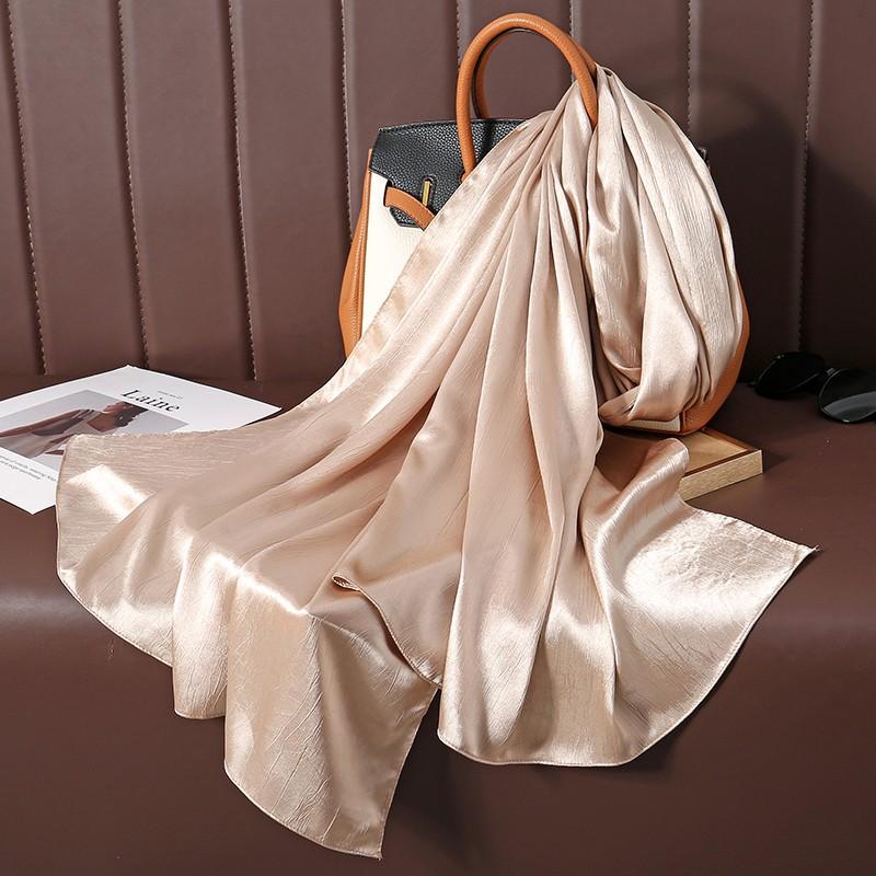 Premium Satin Crinkle Hijab Scarf Plain Muslim Women Hijabs Breathab Islam Women Turban Pleated Scarf Ramadan