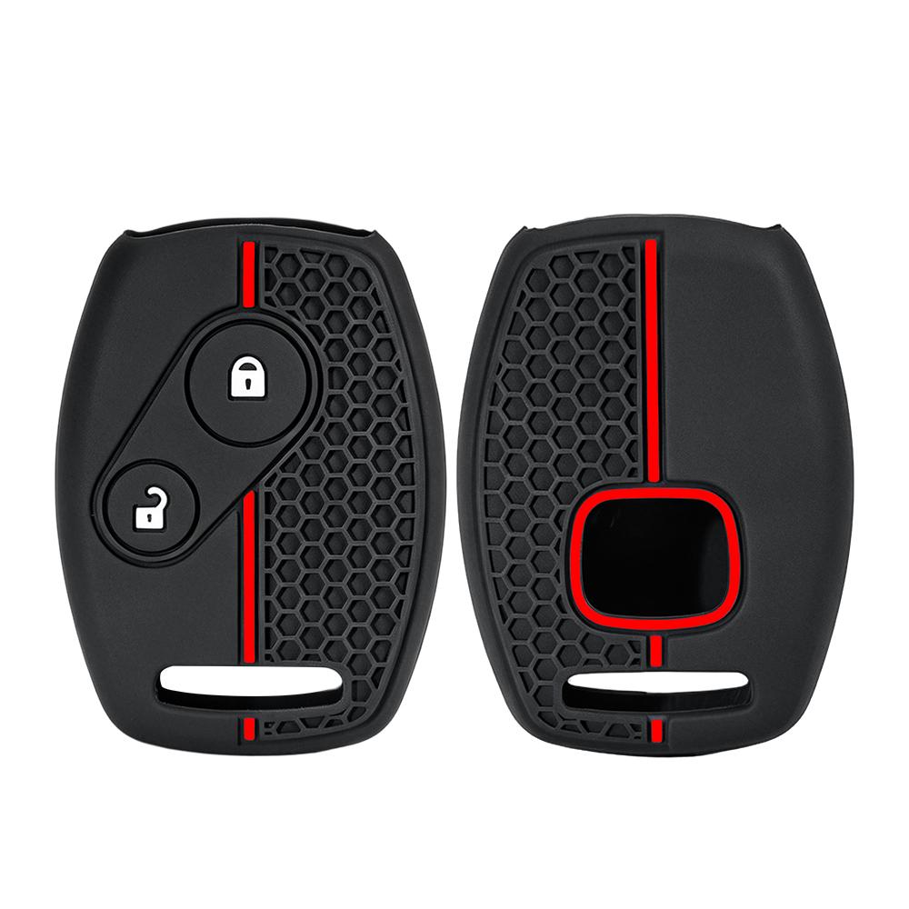 2 Buttons Silicone Car Remote Key Fob Case For Honda Civic 4D Jazz Gr8 Cr-V Srv Frv Fit Csx Chord 7 Accord Emblem Extra Screw