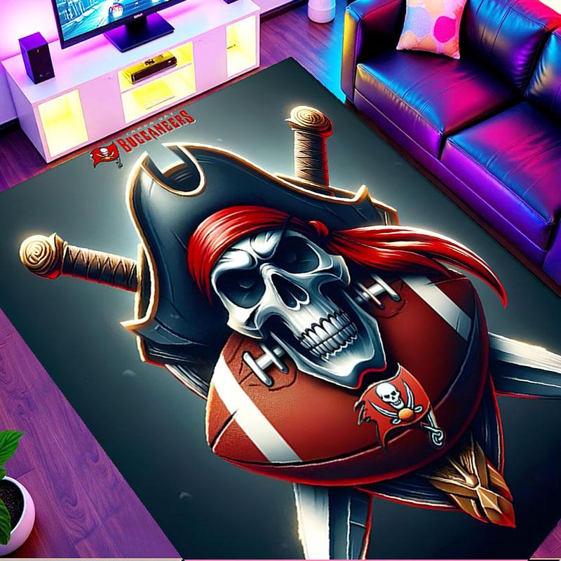 Tampa Bay Buccaneers Print Rug, Washable Floor Carpet, For Entryway Dorm Laundry Room Office Study, Home Decor Birthday Christmas Gift