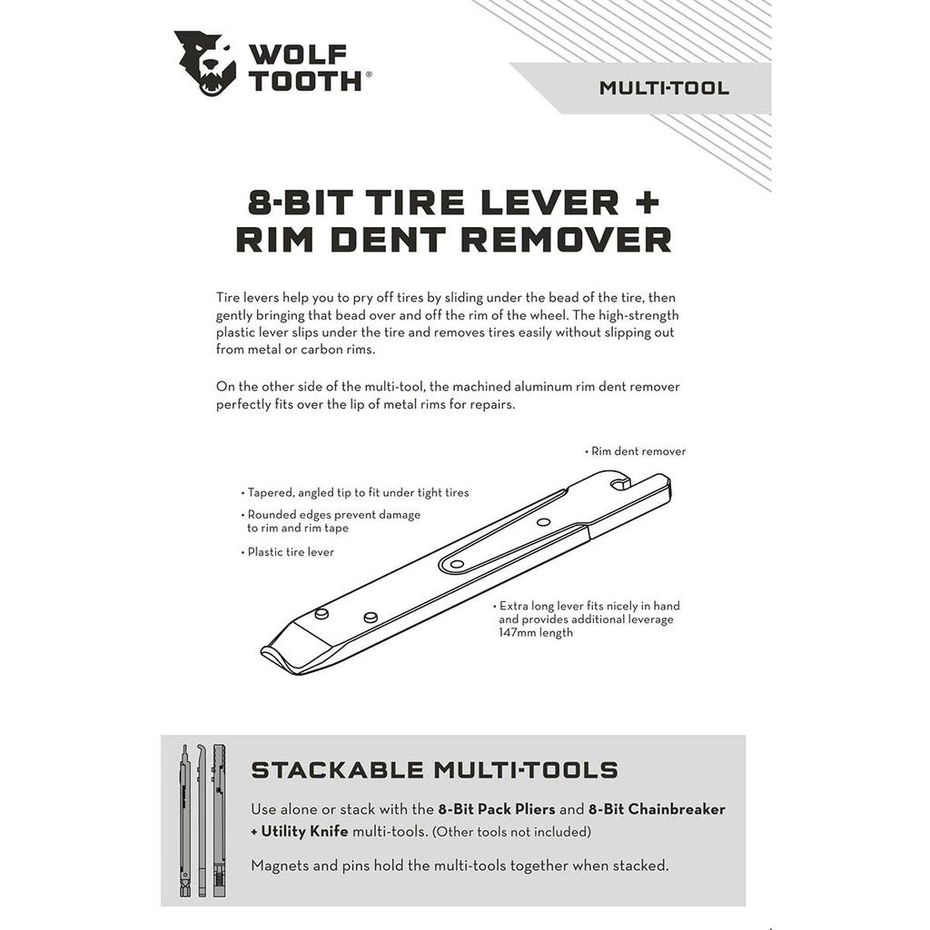 Wolf Tooth Tire Lever Rim Dent Remover 8-Bit + Multi-Tool