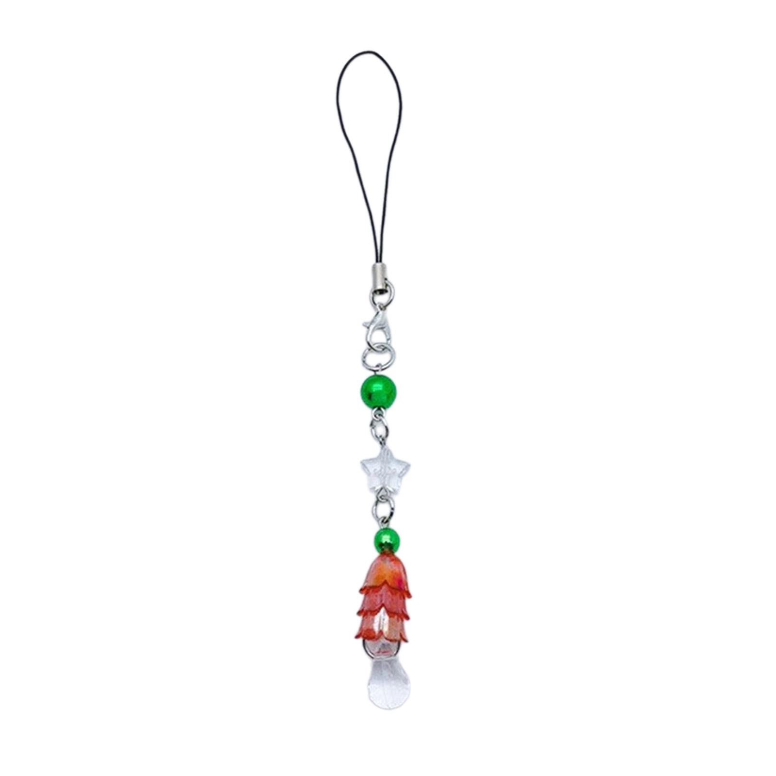 

Colorful Phone Lanyard Wrist Strap Christmas Tree Phone Chain DIY Handmade Keychains Backpack Phone Camera Jewelry красный