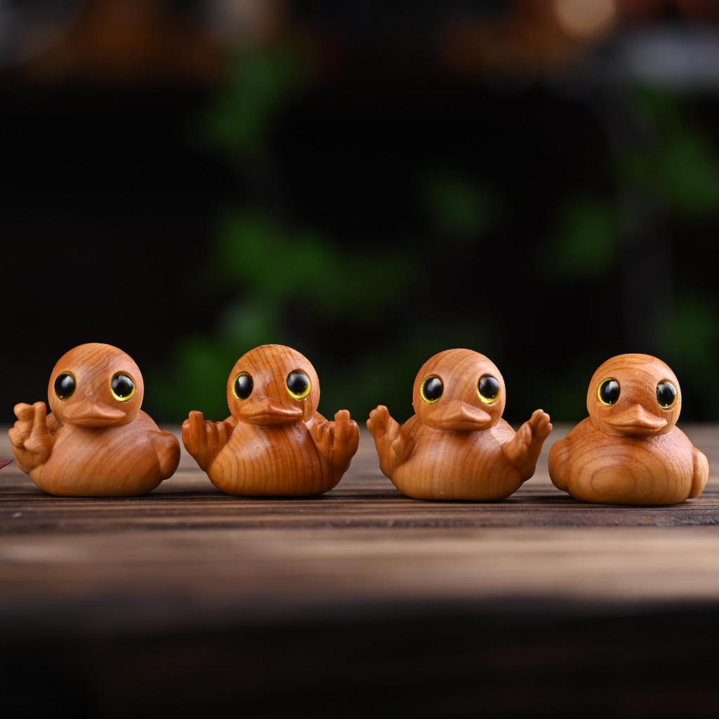 Hand-Carved Middle Finger Yellow Duck Desktop Ornament