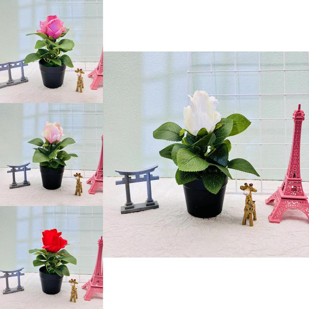 Rosa Rugosa Schreibtischpflanze Künstlich Mit Seide Und Kunststoff Für Wohnzimmer- Und Bürodekoration