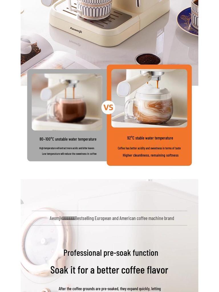 Ретро напівавтоматична кавомашина високого тиску 20 Бар з спінювачем молока